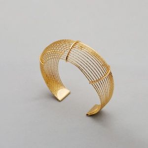 18k Gold Plated Hollow Out Open Cuff Bangle Bracelets For Women
